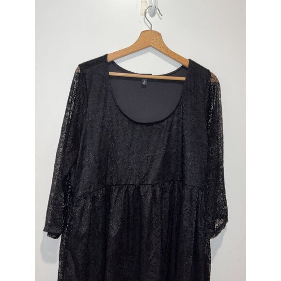 Torrid Black Sheer Lace Long Sleeve Scoop Neck Tunic Top Blouse Women's Size 1x - Picture 2 of 8